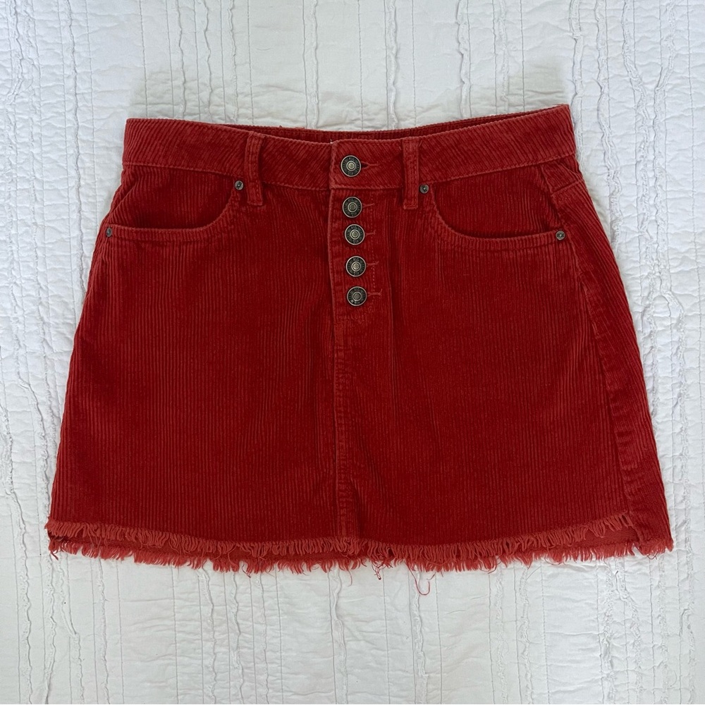 RSQ Red Rust Corduroy Mini Skirt Size 7